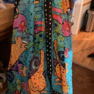 Laurel Burch Colorful Animal Print Scarf 65” x 17”